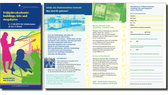 Flyer für die Bremer Hochschule zum Mint-Bereich